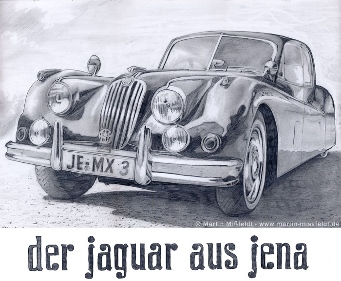 Bleistift-Zeichnung: Der Jaguar aus Jena
