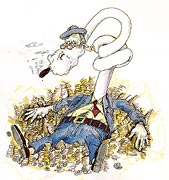 Kapitalist mit Zigarre - Geld macht reich!