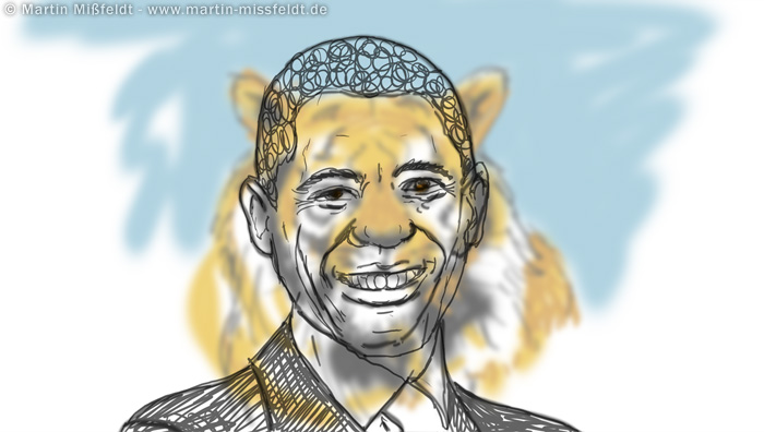 Barack als Tiger - Karikatur